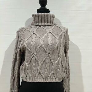 Hollister Taupe Cable Knit Turtleneck Sweater